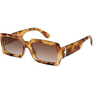 SOJOS Polarized Sunglasses For Women Retro Rectangle Yellow Tortoise Brown Lens